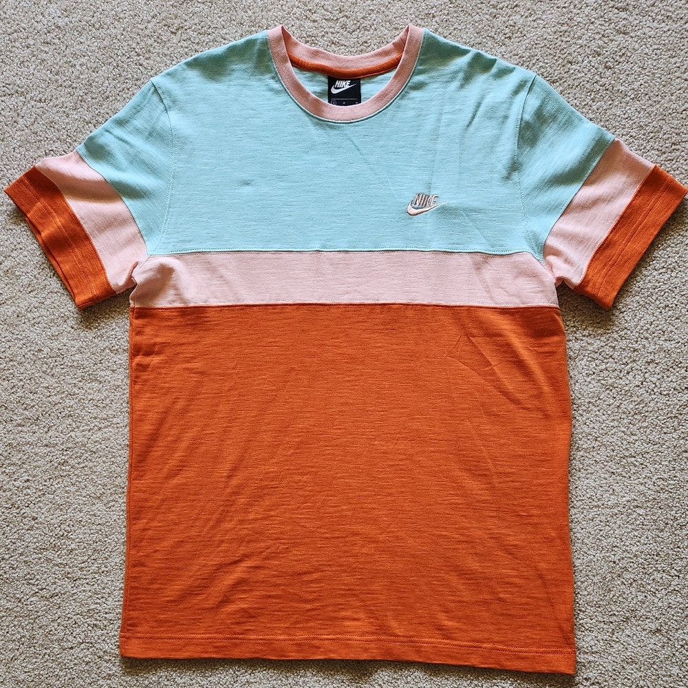 Nike Men's Colorblock T-Shirt - Orange, Pink, and Blue